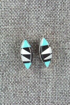 Multi Stone Inlay & Sterling Silver Earrings - Monica Johnson