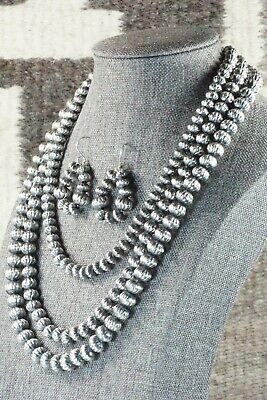 Sterling Silver Navajo Pearl Necklace & Earrings - Tonisha Haley - High Lonesome Trading