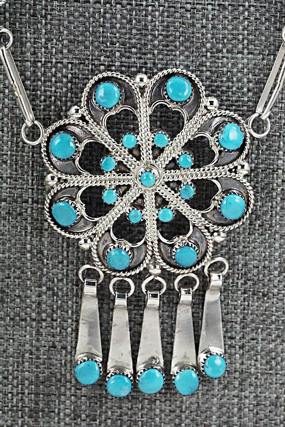 Turquoise & Sterling Silver Necklace and Earrings Set - Arlene Tsatie