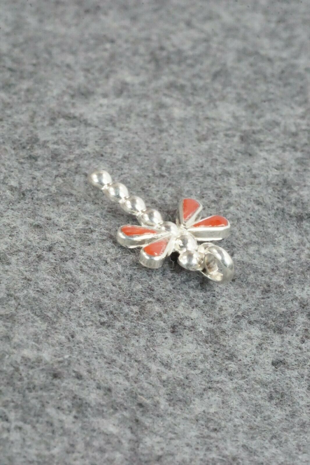 Coral & Sterling Silver Pendant - Zuni