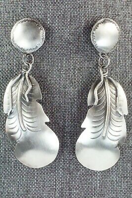 Sterling Silver Feather Earrings - Gabrielle Yazzie - High Lonesome Trading