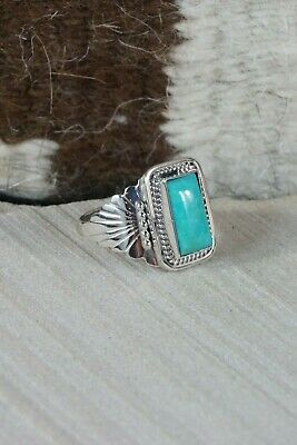 Navajo Turquoise & Sterling Silver Ring - Bobby Platero - Size 9.75 - High Lonesome Trading