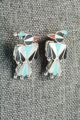 Multi Stone Inlay & Sterling Silver Earrings - Fabian Cellicion - High Lonesome Trading