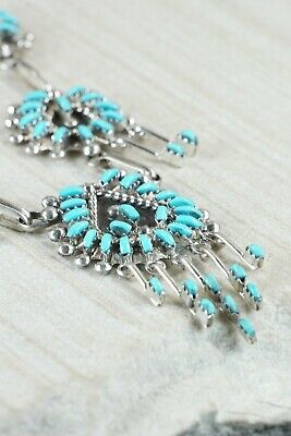 Zuni Turquoise & Sterling Silver Necklace and Earrings Set - Keith Leekity