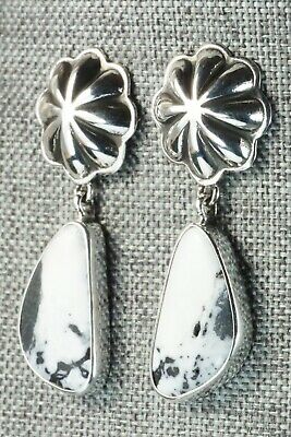 White Buffalo & Sterling Silver Earrings - Lyle Piaso