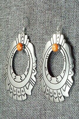 Spiny Oyster & Sterling Silver Earrings - Rosita Singer