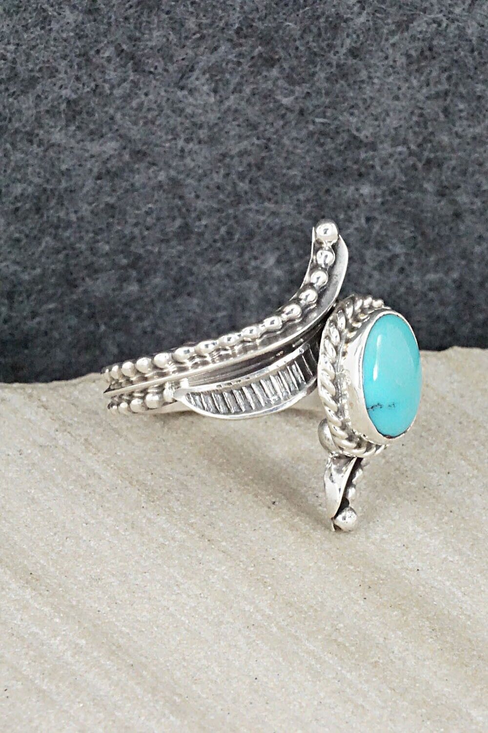 Turquoise & Sterling Silver Ring - Thomas Yazzie - Size 7.75