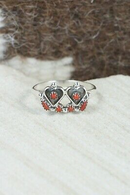 Coral & Sterling Silver Ring - Charles Martinez - Size 6.75
