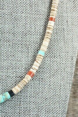 Turquoise, Shell & Jet Necklace - Torevia Crespin