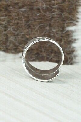 Turquoise, Coral & Sterling Silver Ring - Jolene Jazzie - Size 7