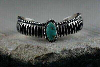 Navajo Turquoise & Sterling Silver Bracelet - Leander Tahe - High Lonesome Trading