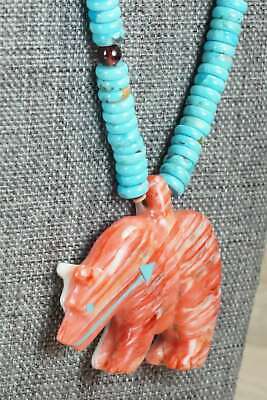 Bear Zuni Fetish Carving Necklace - Andres Quandelacy