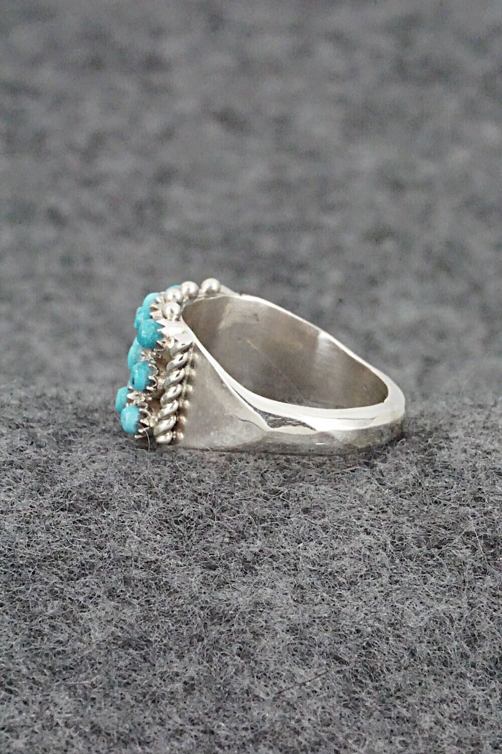 Turquoise & Sterling Silver Ring - April Haloo - Size 7