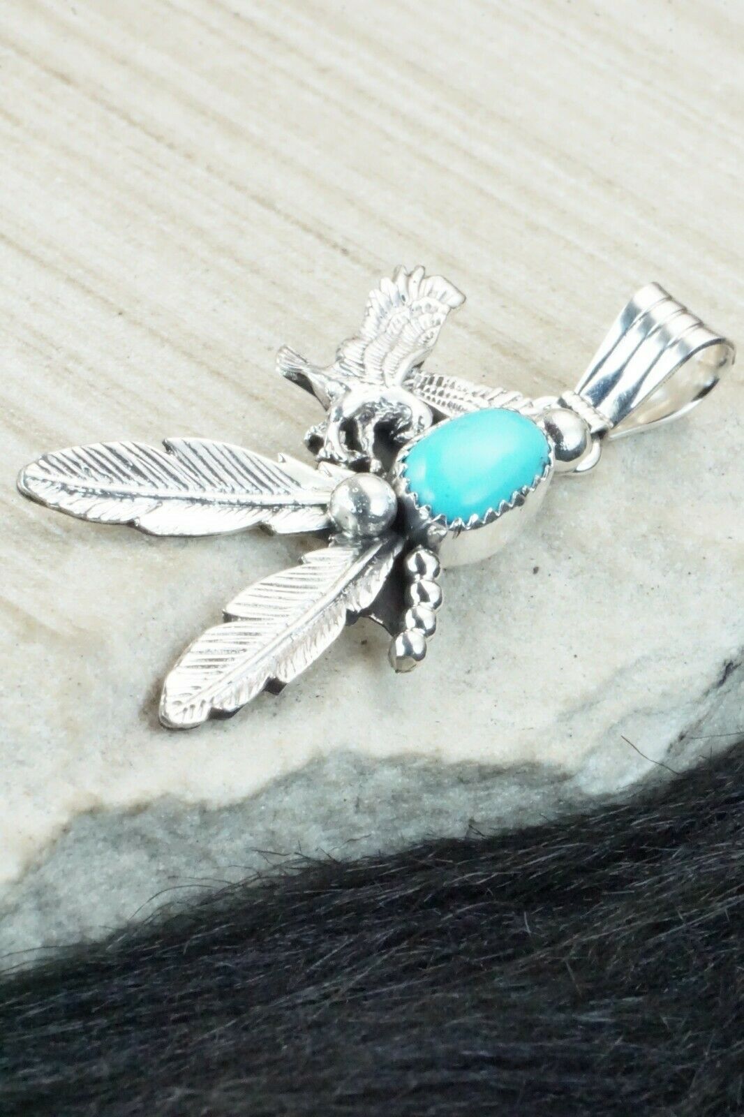 Turquoise and Sterling Silver Pendant - Genevieve Francisco