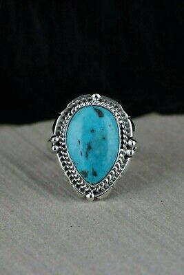 Navajo Turquoise and Sterling Silver Ring - Daniel Benally - Size 9 - High Lonesome Trading