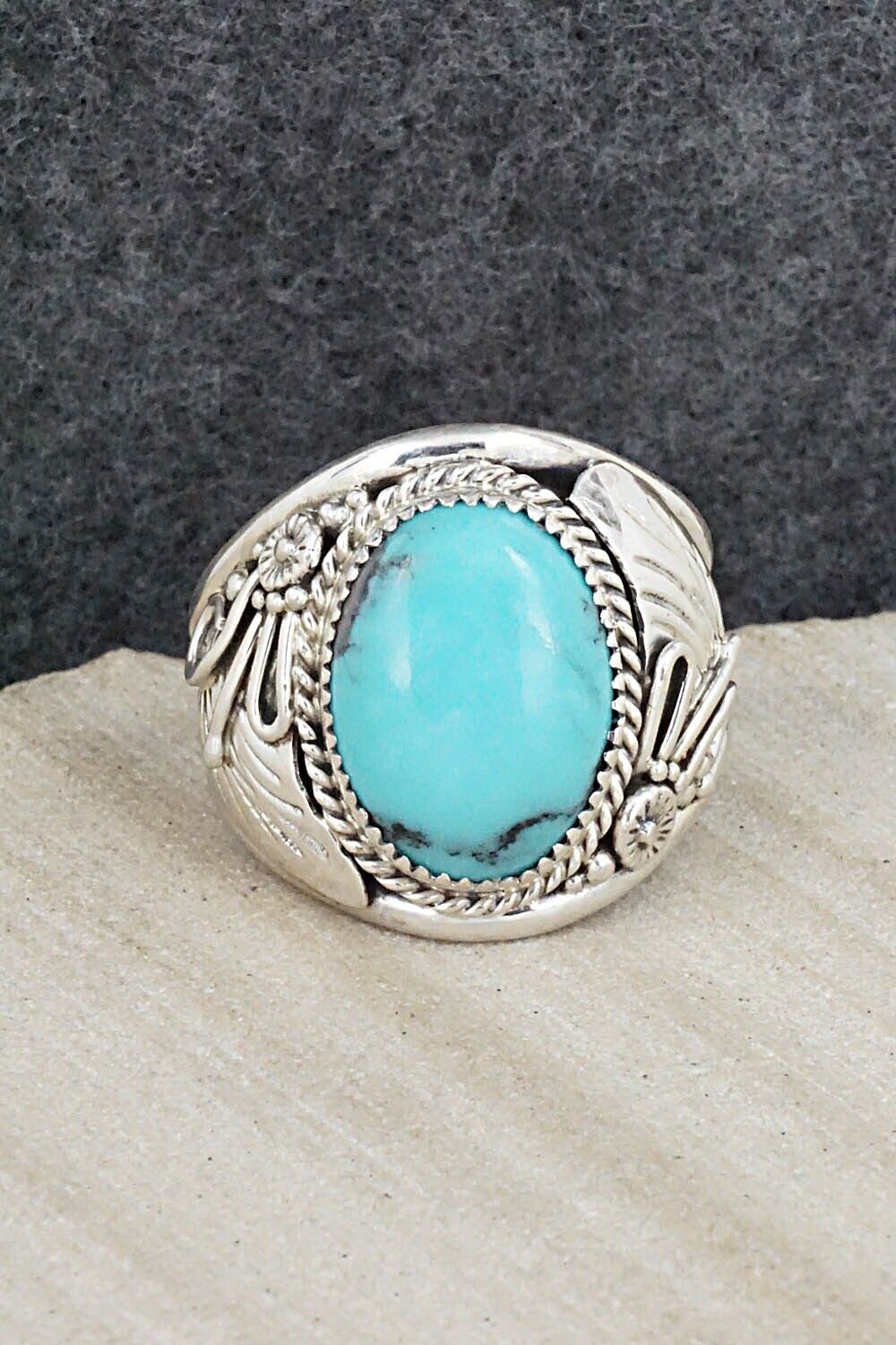 Turquoise & Sterling Silver Ring - Leonard Spencer - Size 12.5