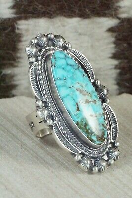 Turquoise & Sterling Silver Ring - Tom Lewis - Size 9.5