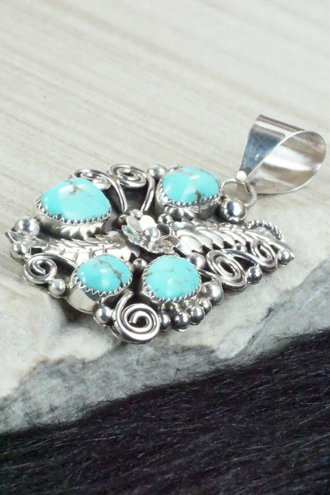 Turquoise & Sterling Silver Pendant - Shirley Largo