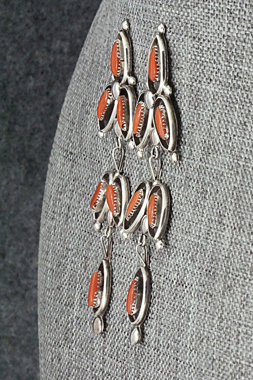 Coral & Sterling Silver Earrings - Viola Bobelu