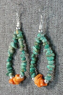 Navajo Turquoise, Spiny Oyster and Sterling Silver Earrings - Native American - High Lonesome Trading
