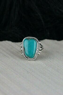 Navajo Turquoise and Sterling Silver Ring - Grace Kenneth - Size 7.25 - High Lonesome Trading