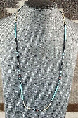 Turquoise, Shell, Coral & Sterling Silver Necklace - Esquipula Tenorio