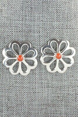 Coral & Sterling Silver Earrings - Mildred Parkhurst