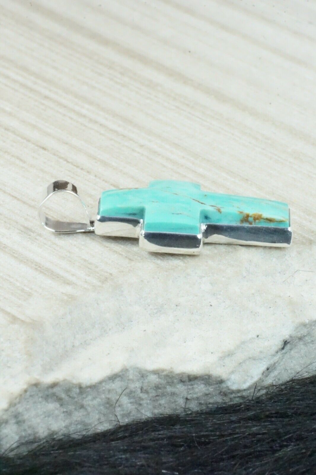 Turquoise & Sterling Silver Cross Pendant - Diane Wylie
