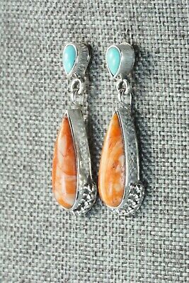 Spiny Oyster, Turquoise & Sterling Silver Earrings - Verley Betone