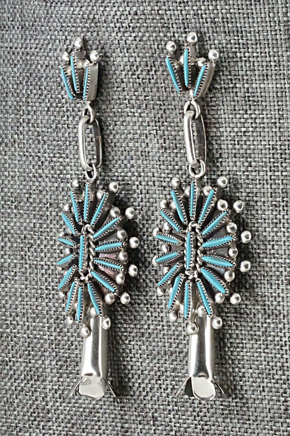 Turquoise & Sterling Silver Earrings - Lance & Cordelia Waatsa