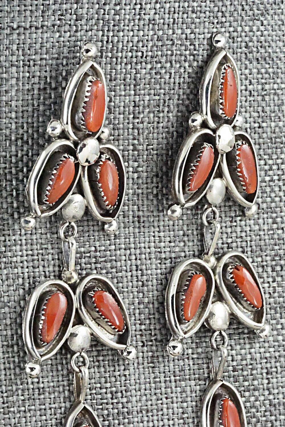 Coral & Sterling Silver Earrings - Viola Bobelu