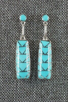Zuni Turquoise & Sterling Silver Earrings - Phyllis Lucio - High Lonesome Trading