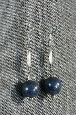 Navajo Lapis and Sterling Silver Earrings - Native American - High Lonesome Trading