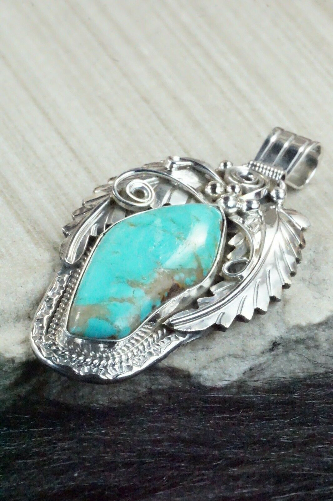 Turquoise & Sterling Silver Pendant - Davey Morgan - High Lonesome Trading