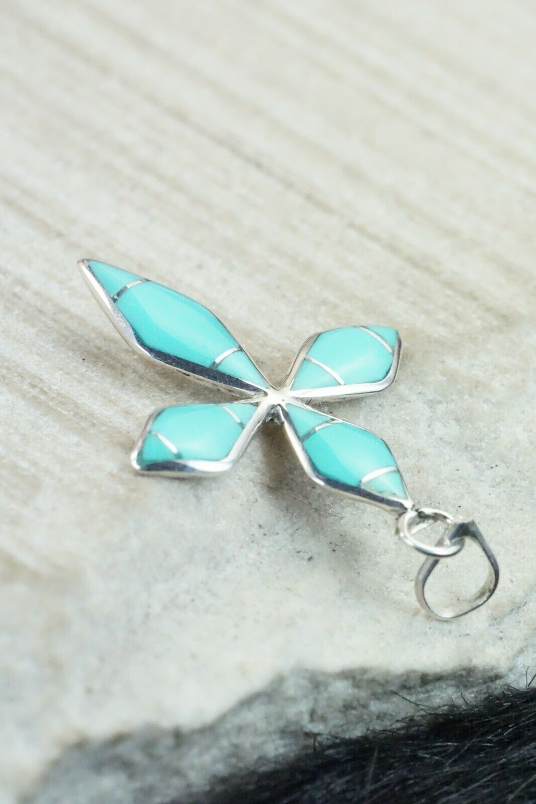 Turquoise & Sterling Silver Pendant - James Kee