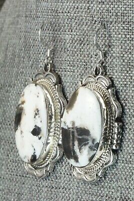 White Buffalo & Sterling Silver Earrings - Irvin Tsosie