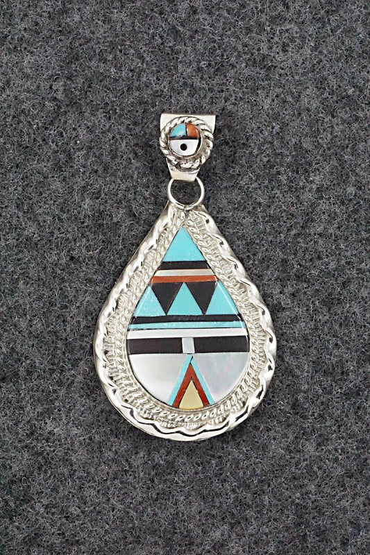 Multi Stone & Sterling Silver Pendant - Lynette Yuselew