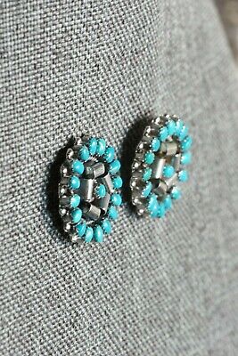 Zuni Turquoise & Sterling Silver Earrings - Lorencita Walela - High Lonesome Trading