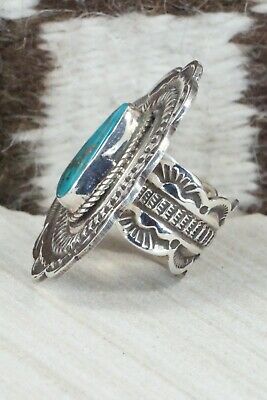 Turquoise and Sterling Silver Ring - Leonard Maloney - Size 8
