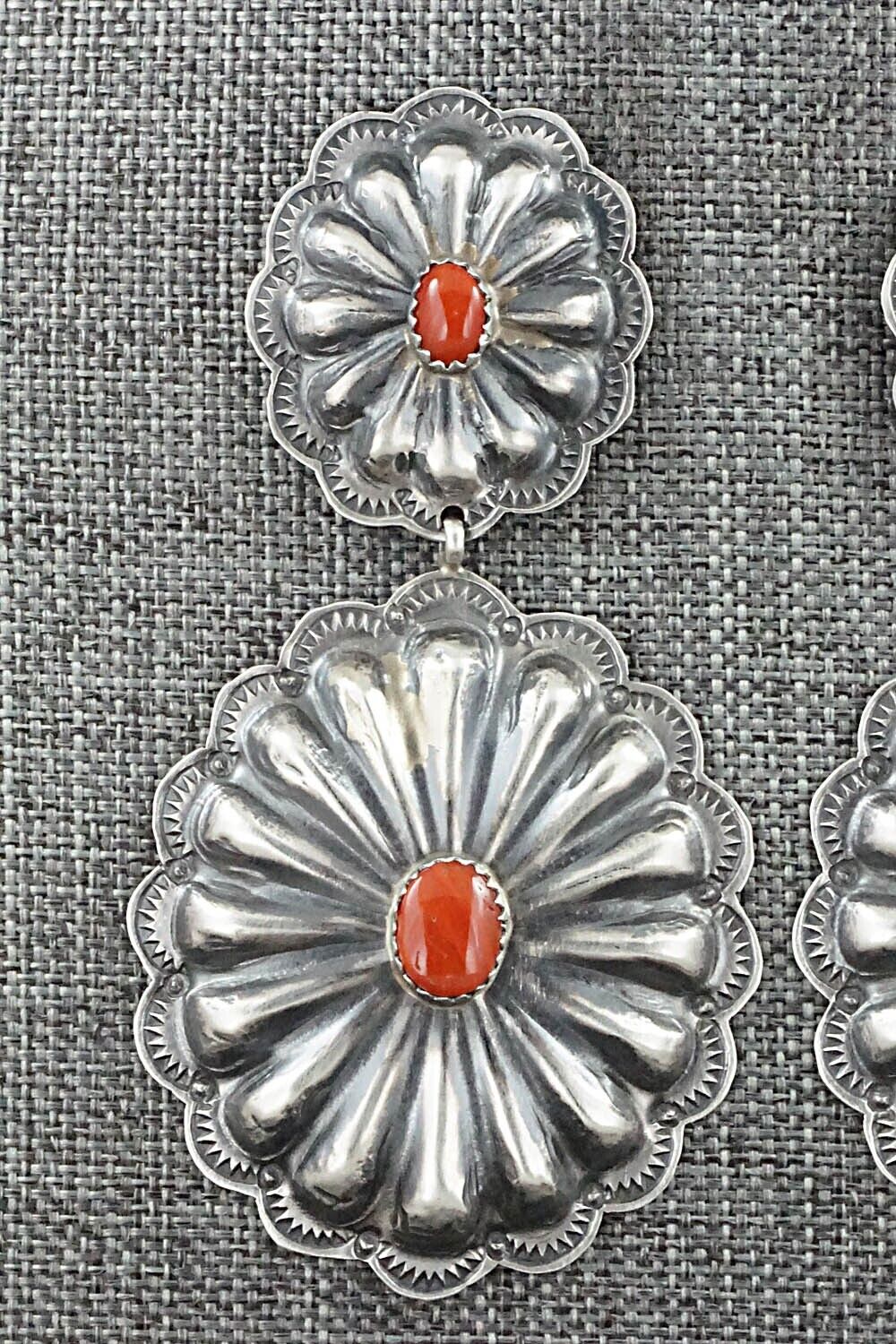Coral & Sterling Silver Earrings - Rita Lee