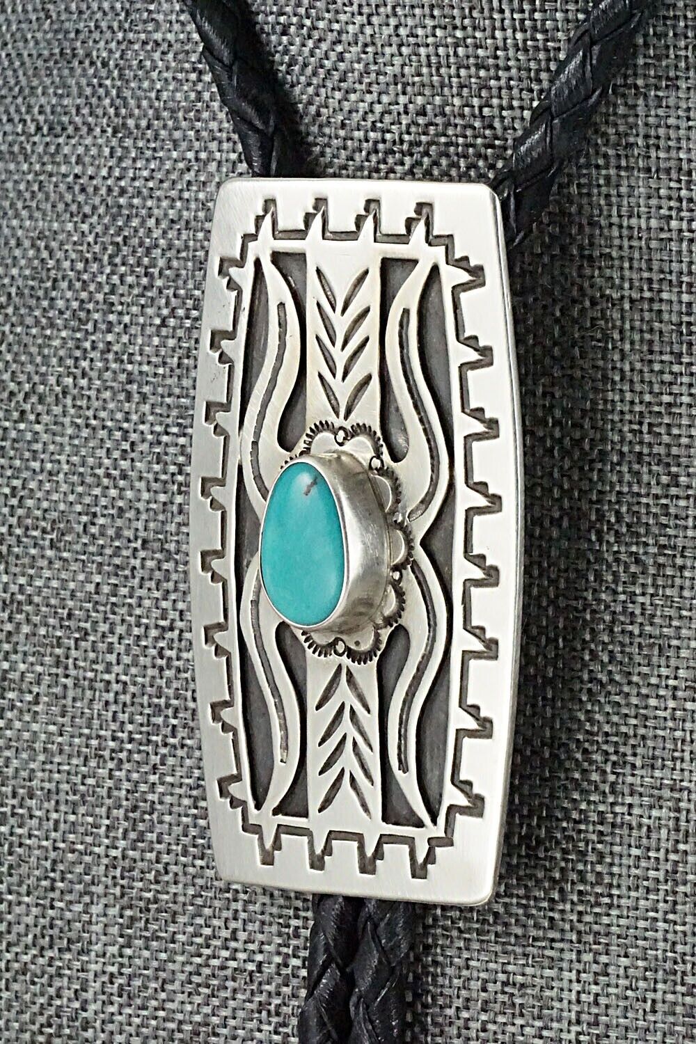 Turquoise & Sterling Silver Bolo Tie - Glenn Billie
