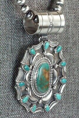 Turquoise and Sterling Silver Pendant & Necklace - Tom Lewis