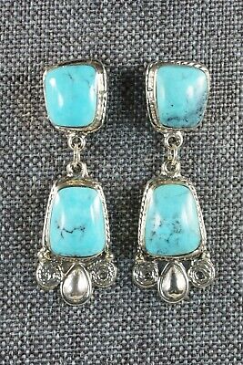 Navajo Turquoise & Sterling Silver Earrings - Greg Yazzie - High Lonesome Trading