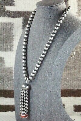 Coral and Sterling Silver Navajo Pearl Necklace - Jan Mariano