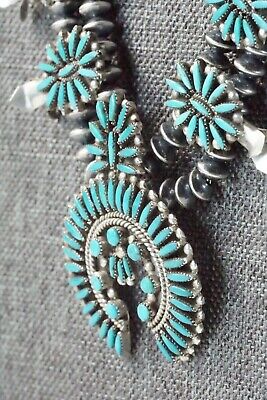 Zuni Turquoise & Sterling Silver Squash Blossom Set - Lorena Peina