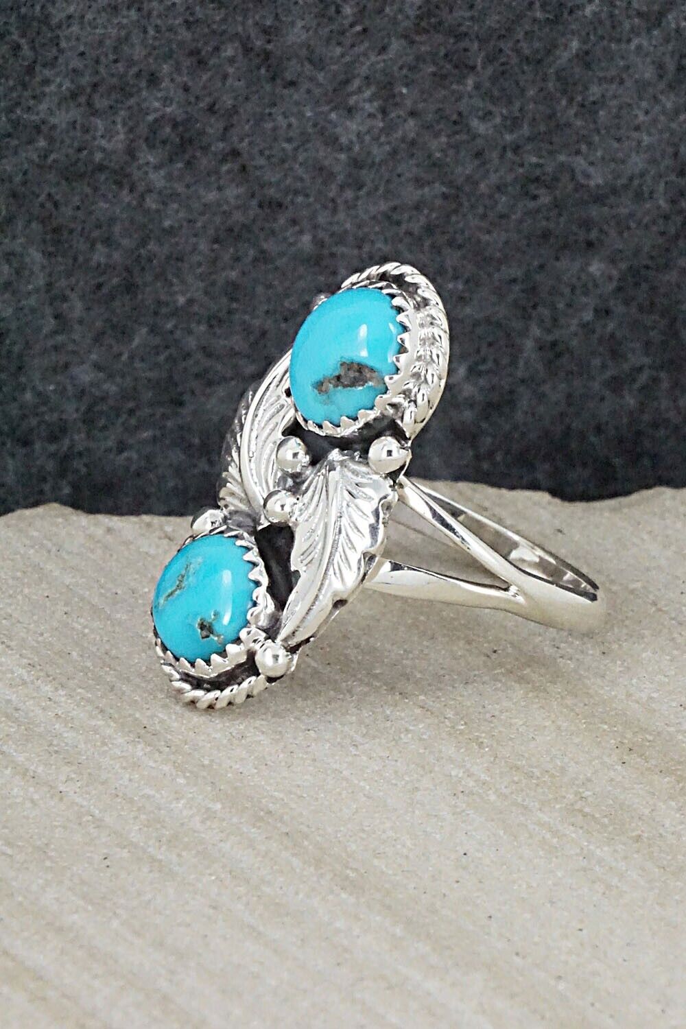 Turquoise & Sterling Silver Ring - William Begay - Size 8.75