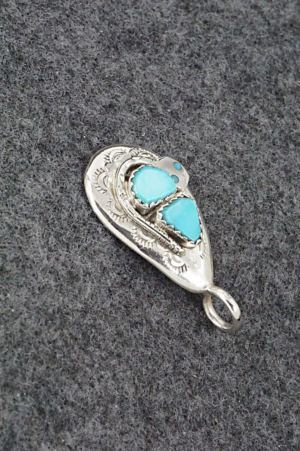 Turquoise and Sterling Silver Pendant - Joy Calavaza