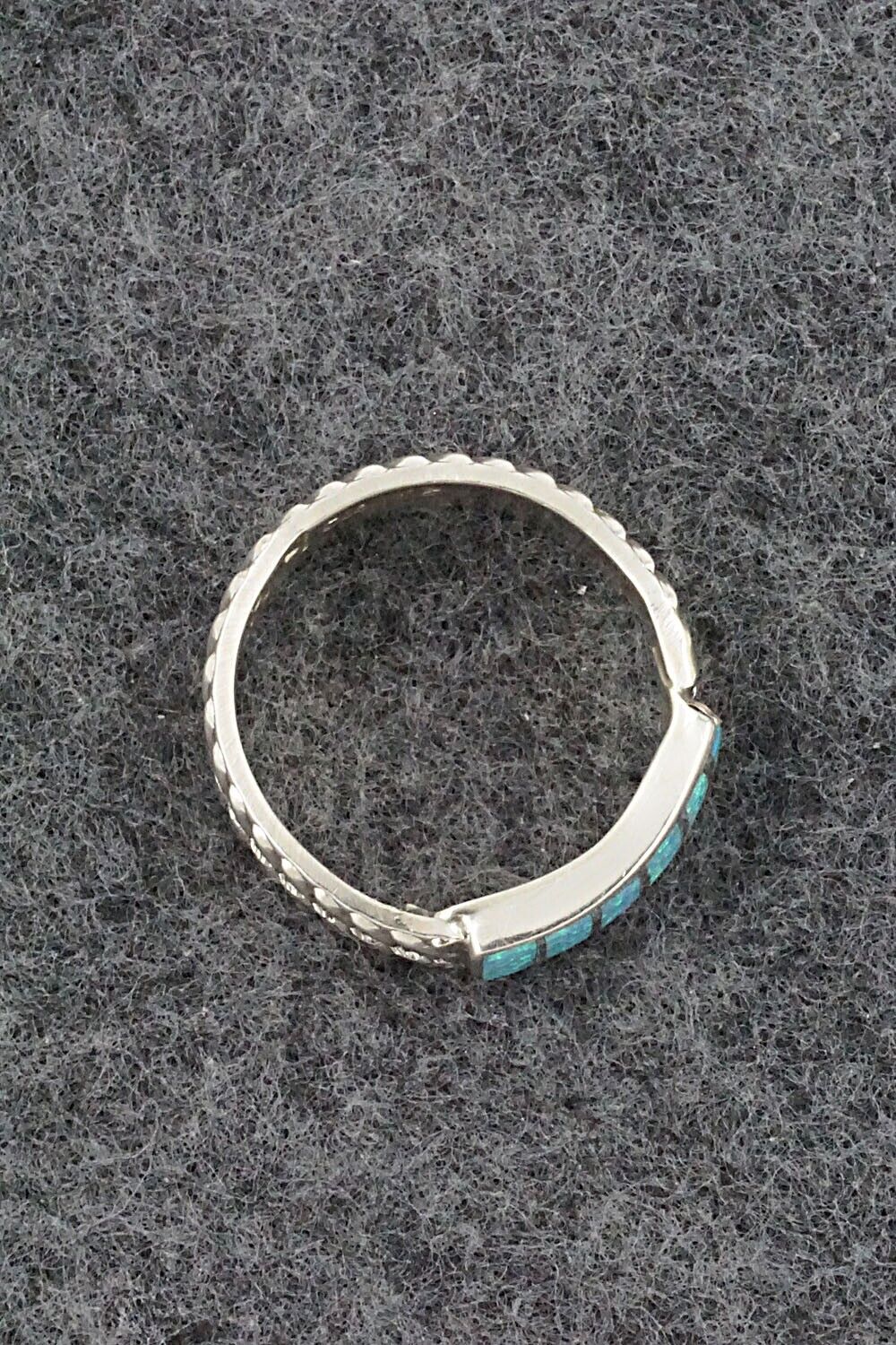 Opalite & Sterling Silver Inlay Ring - Orlando Laweka - Size 7.5