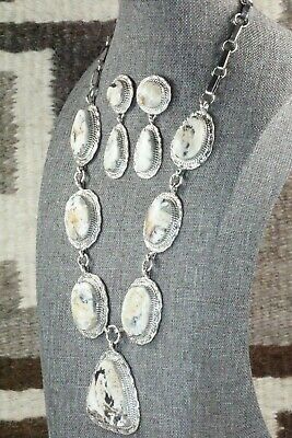 White Buffalo & Sterling Silver Necklace and Earrings - Alvin Joe