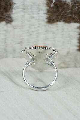 Navajo Spiny Oyster & Sterling Silver Ring - Daniel Benally - Size 9